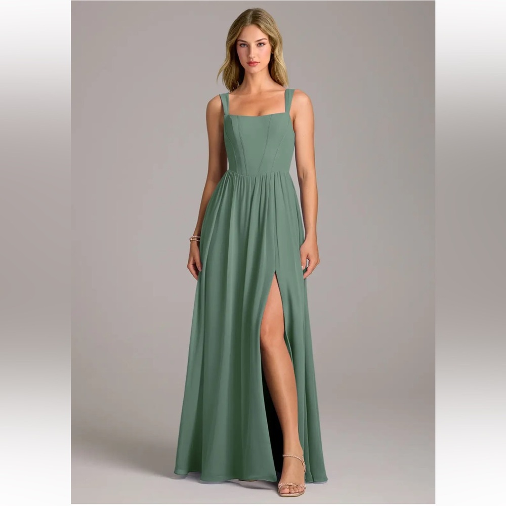 NWT Azazie Rosaline Bridesmaid Dress in Eucalyptus - Picture 4 of 6